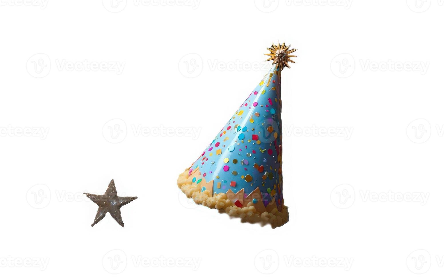 A birthday hat and star on a white background photo