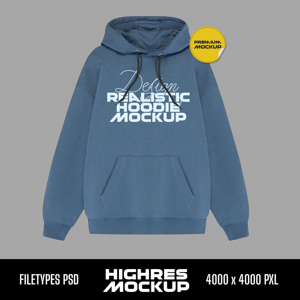 Blue Hoodie Realistic Mockup psd