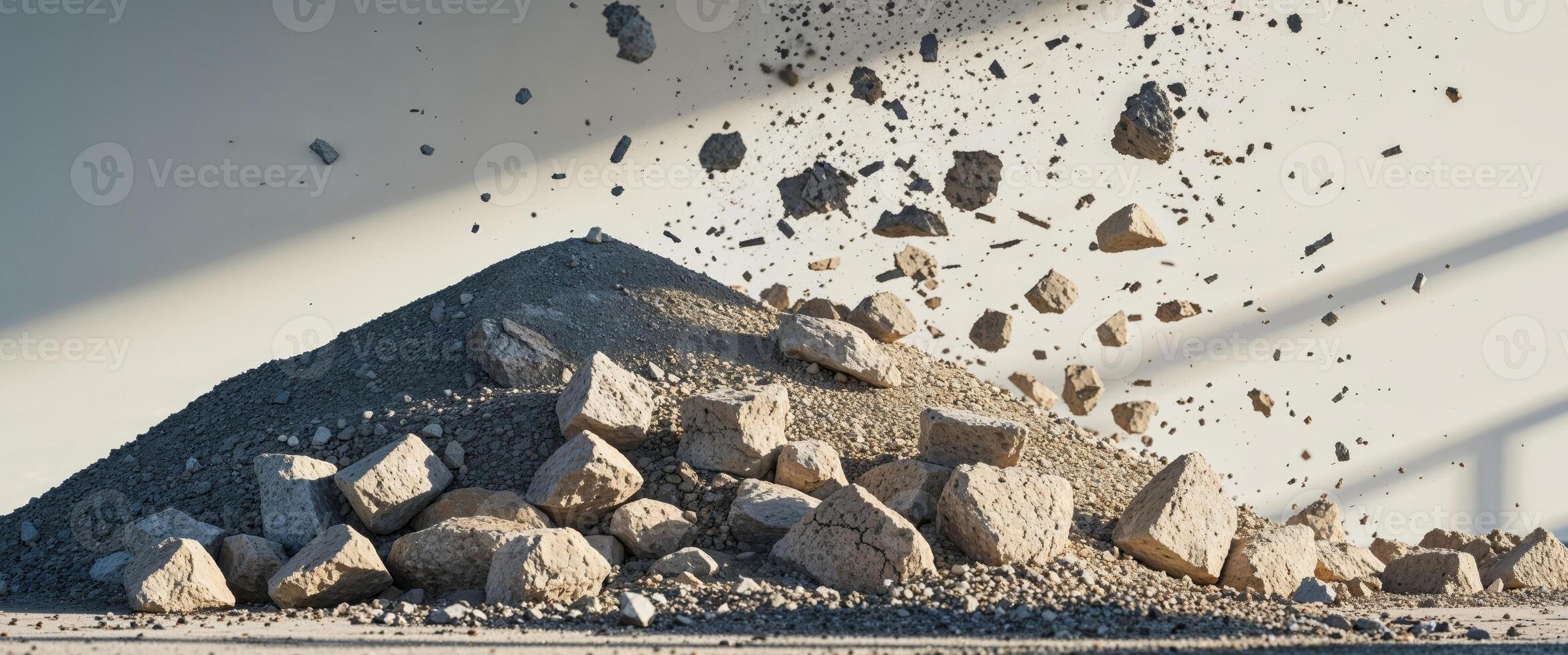 Gravel Rocks and Sand Pile with Falling Debris Construction Aggregate Material photo