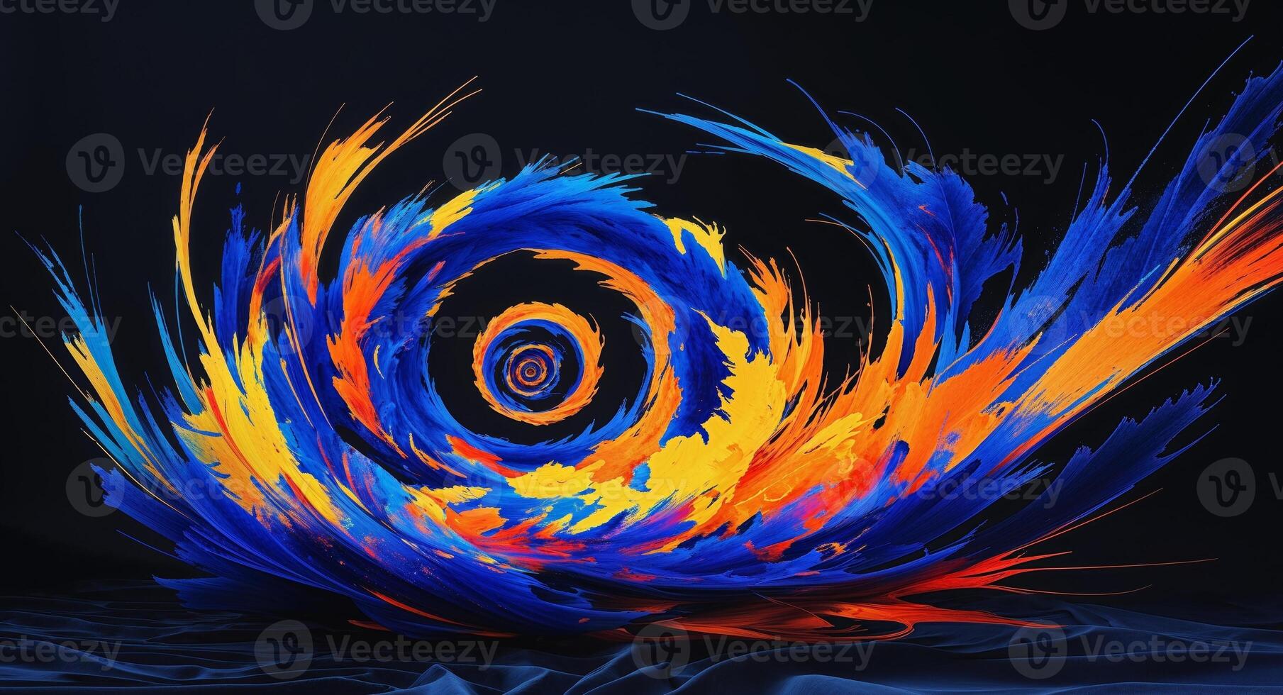 A colorful swirl of paint on a black background photo