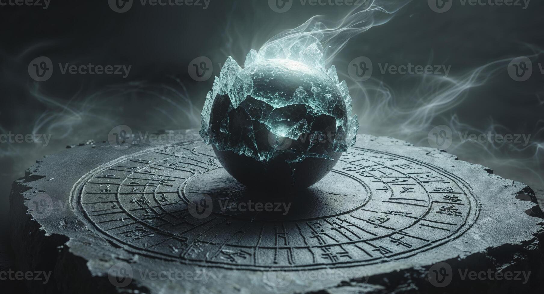 Mystical Orb of Revelation on a Dark Textured Surface Revealing Secrets. photo