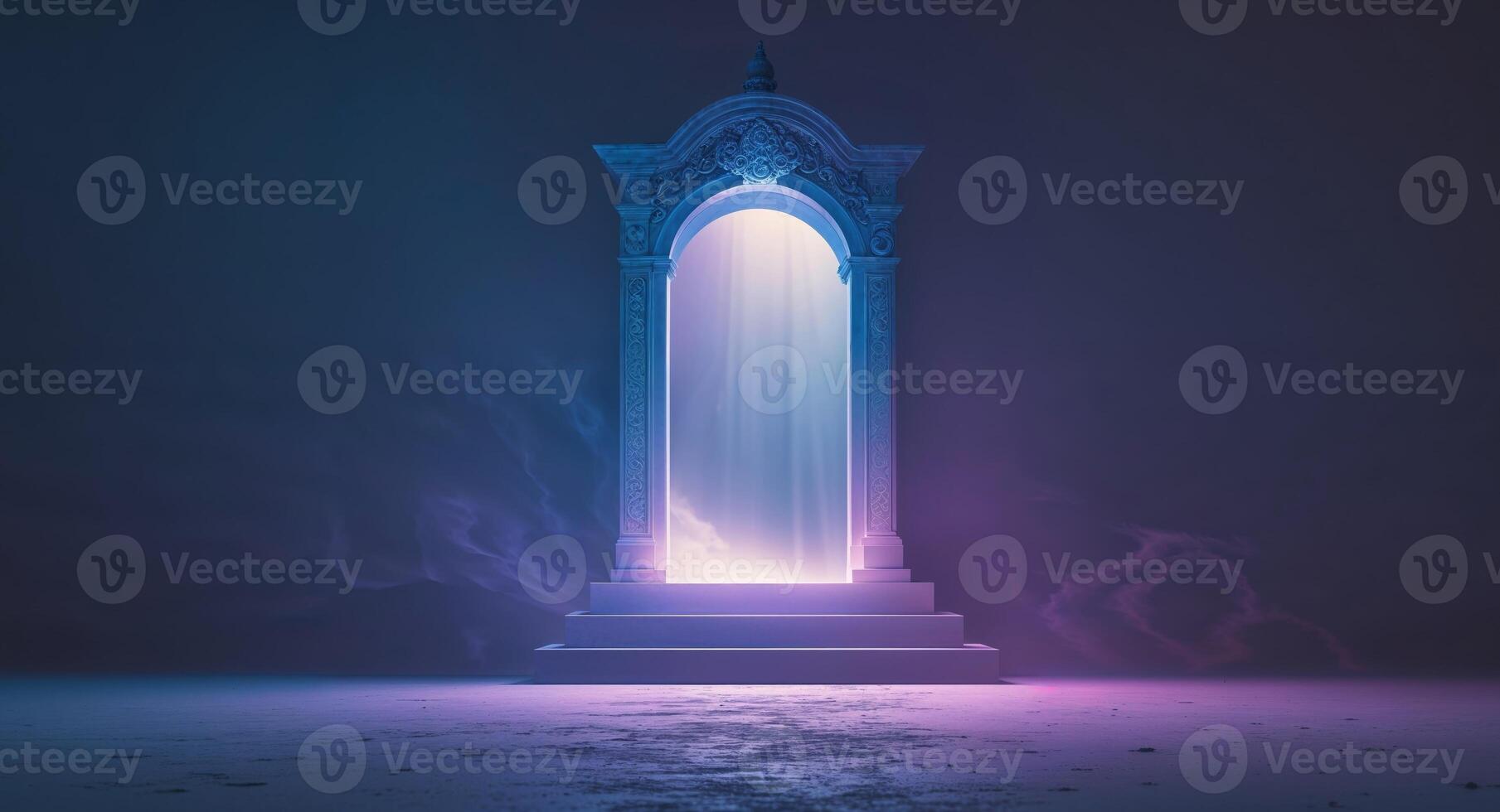 A dark room with a door that is lit up by a light photo