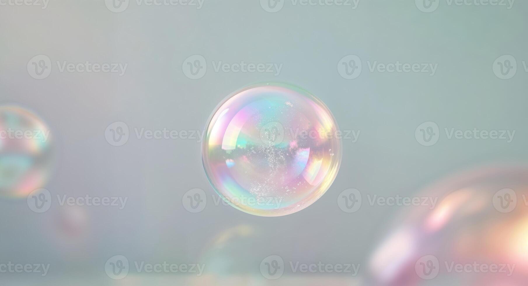 Bubbles floating in the air with a blue background photo