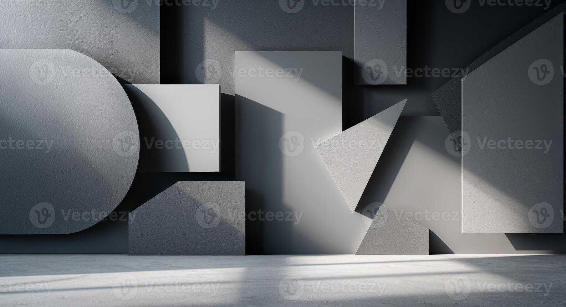 3d rendering of abstract wall with geometric shapes photo