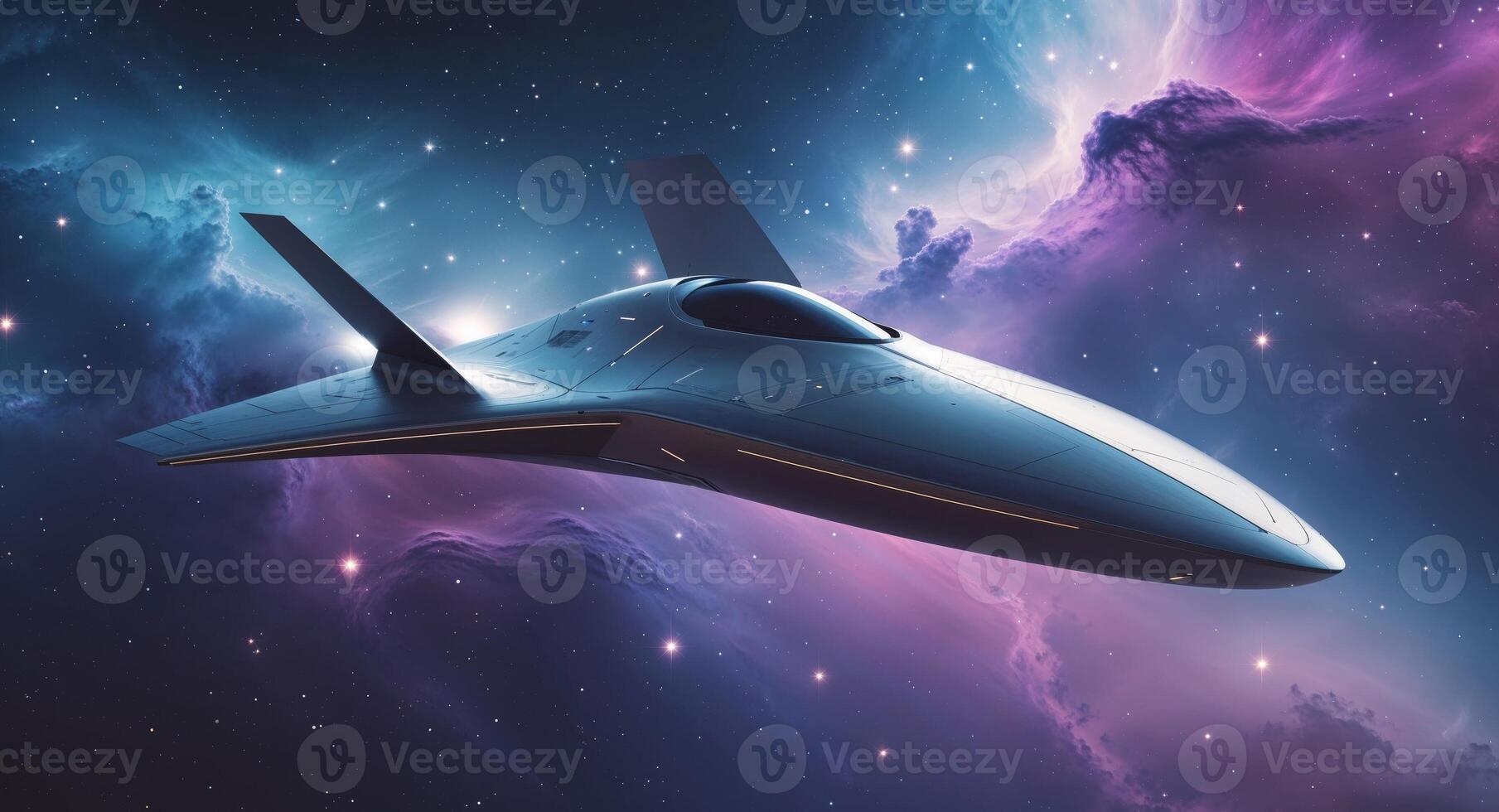 Futuristic Spaceship Soaring Through the Cosmos. photo