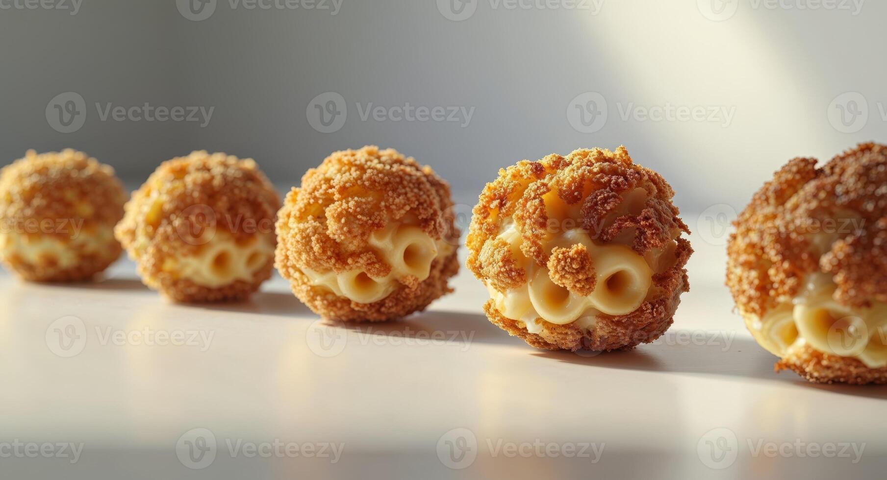 Four Fried Mac and Cheese Balls in a Row photo