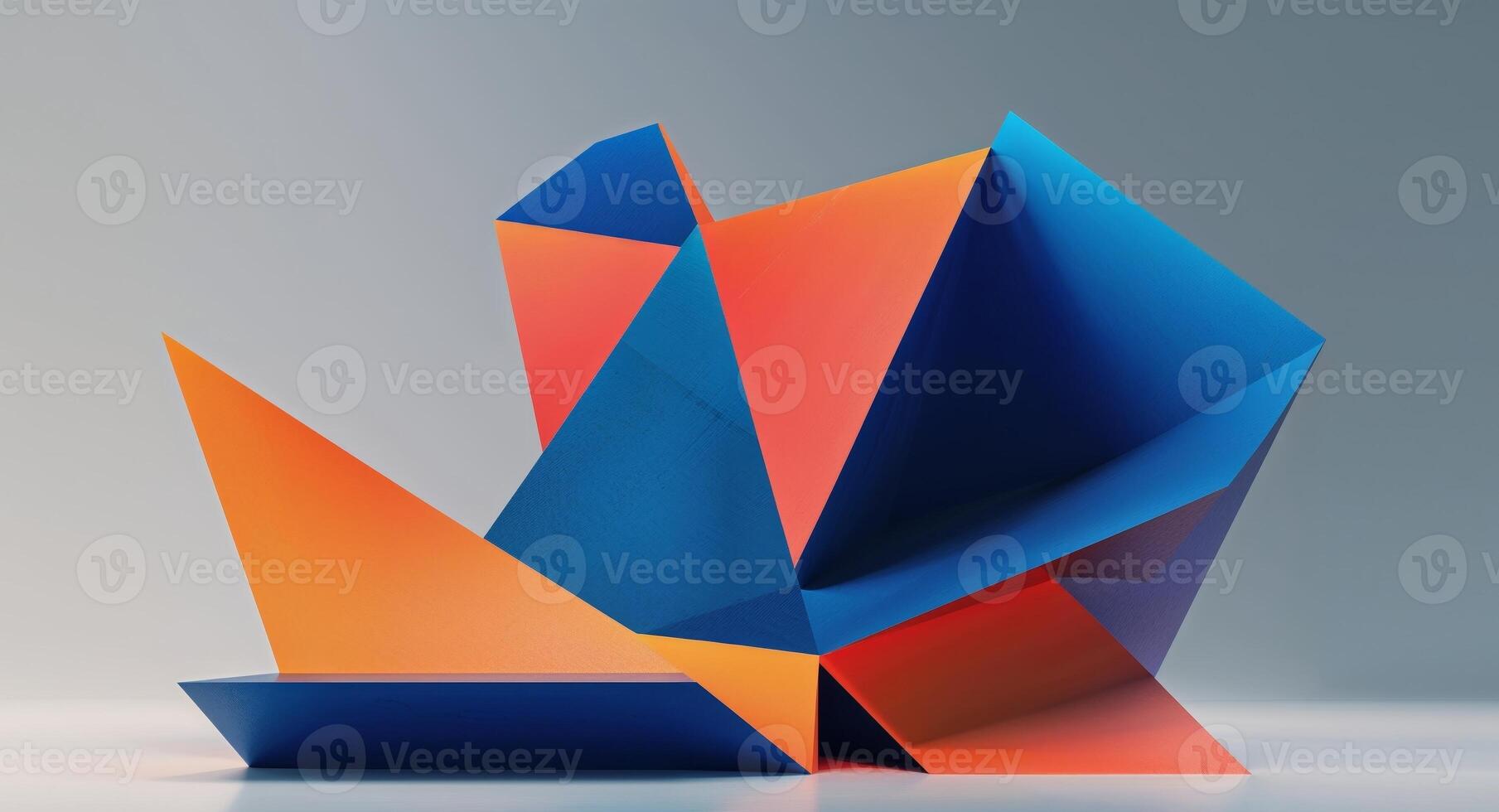 Abstract Blue and Orange Geometric Structure. photo