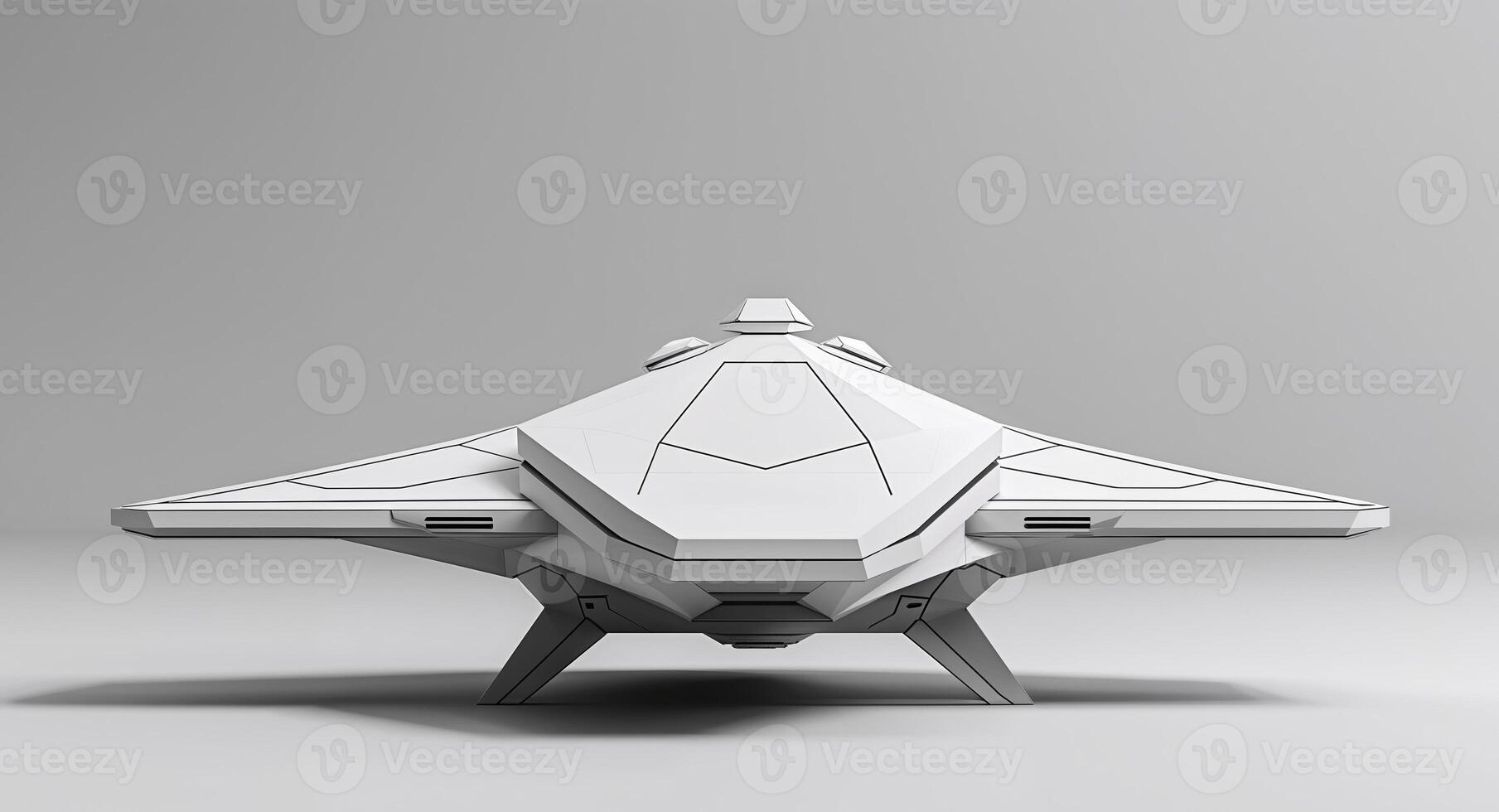 Abstract White Geometric Low Poly Spaceship Design photo