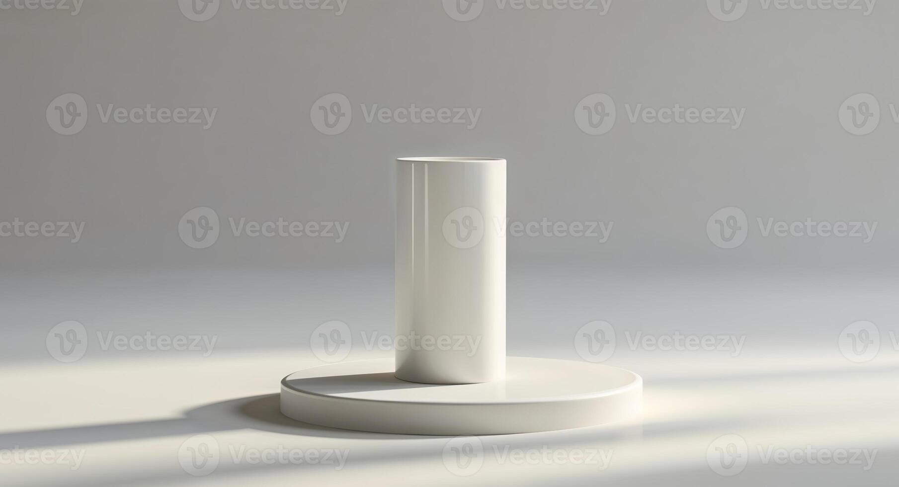 White cylindrical object with shadows on a light surface. photo