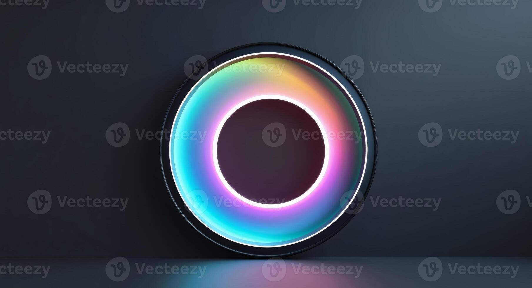 Black background circle glowing halo gradient colors round frame copy space photo