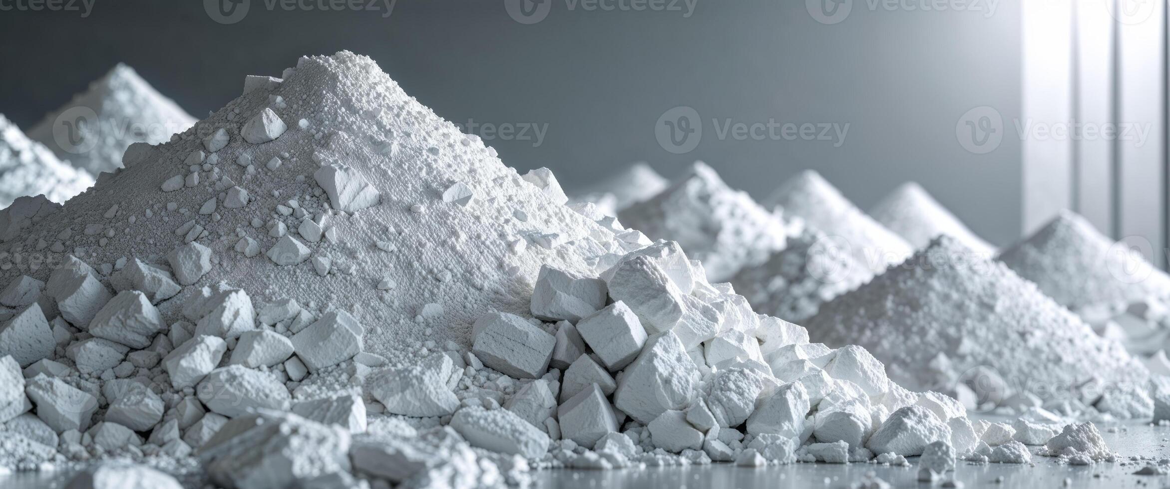 Massive Piles of White Aggregate Ready for Construction. photo