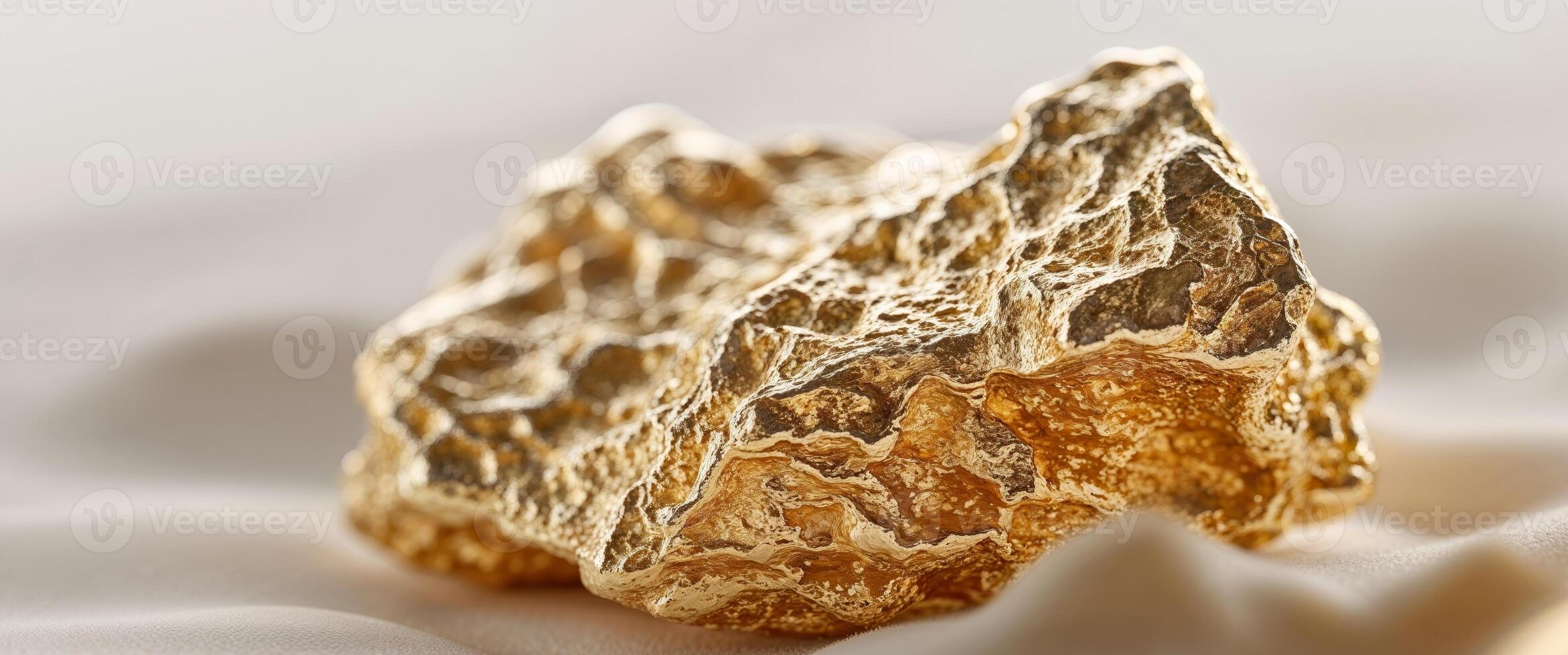 Stunning closeup of a textured gold nugget. photo