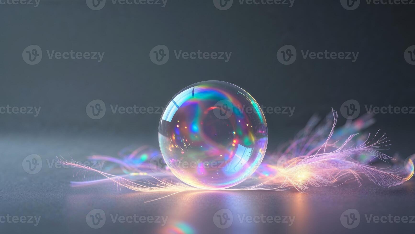 A bubble with colorful light coming out of it photo