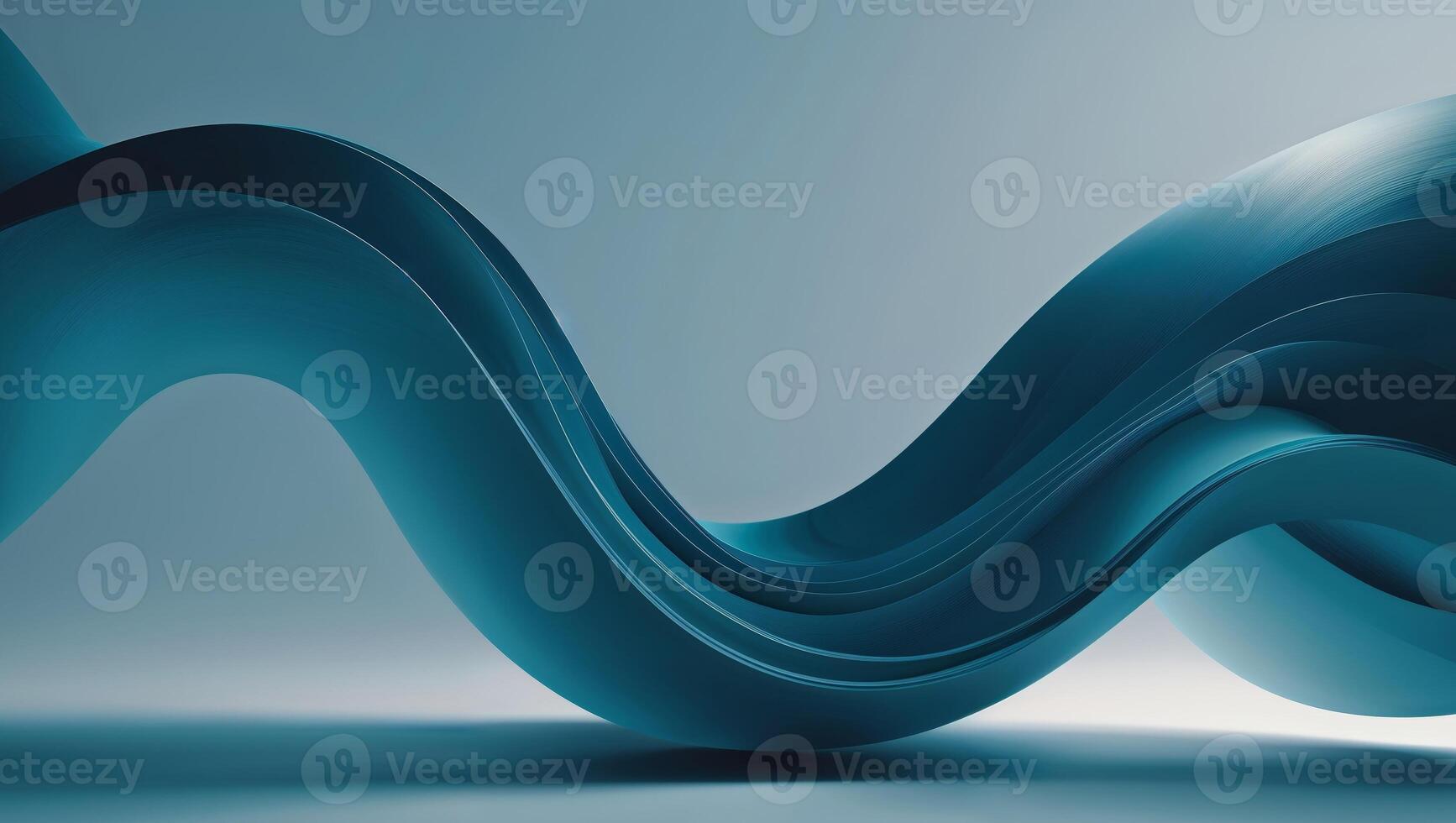Deep Blue Aquamarine Gradient Abstract Design with Curved Shapes and Ambient Light photo