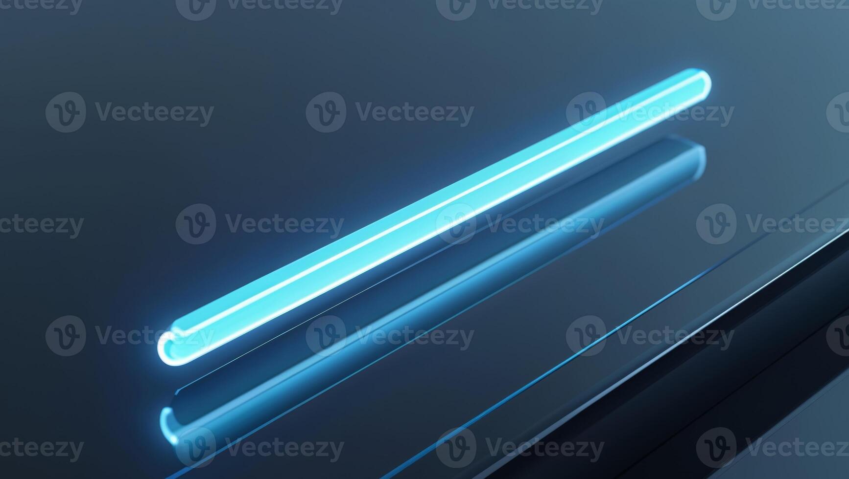 Futuristic Neon Blue Hovering Progress Bar Glowing on Sleek Black Background Loading the Future. photo
