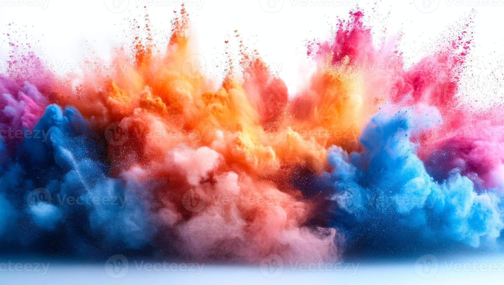 A colorful explosion of smoke and fire. The colors are bright and vibrant, creating a sense of energy and excitement. The smoke and fire seem to be swirling and dancing in the air, creating a dynamic photo