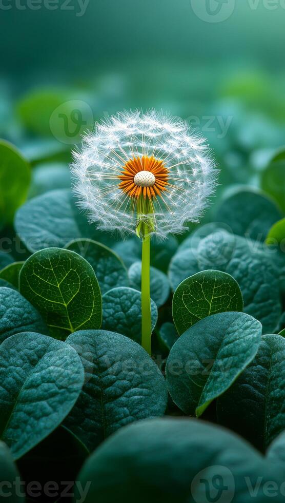 A single white flower is in the middle of a green bush. The flower is surrounded by green leaves and is the only thing visible in the image photo