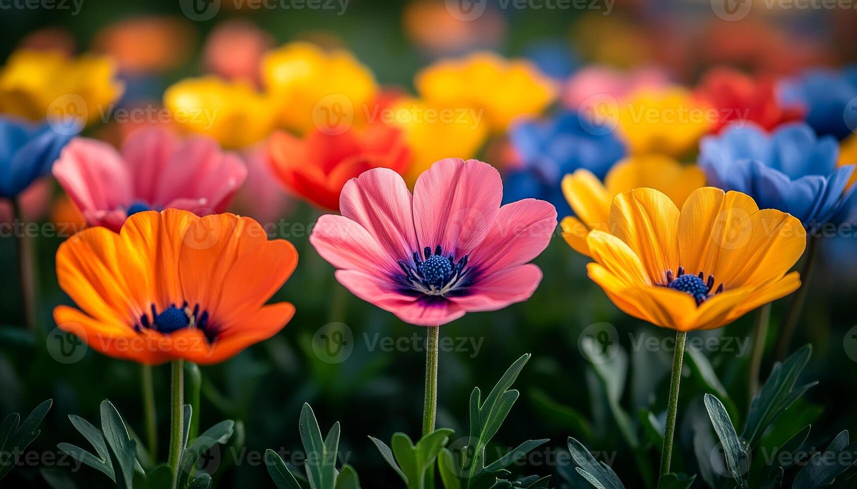 Bright garden blooms with flowers. A vibrant array of blooming flowers showcases various colors in a lush garden during daylight. photo