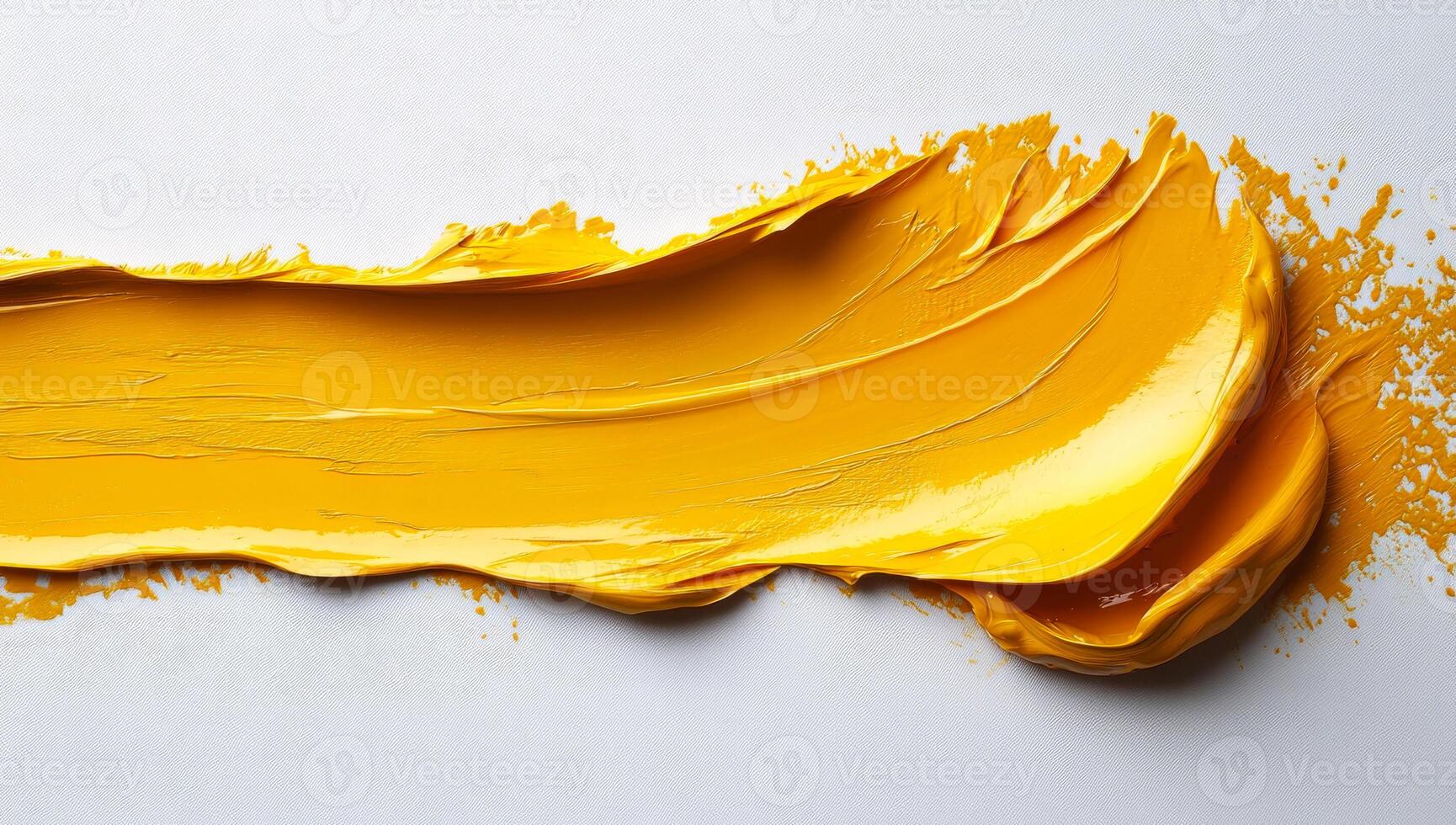 Bright yellow paint applied to a canvas. Vibrant yellow acrylic paint is smoothly spread across a white surface, creating an artistic texture and depth. photo