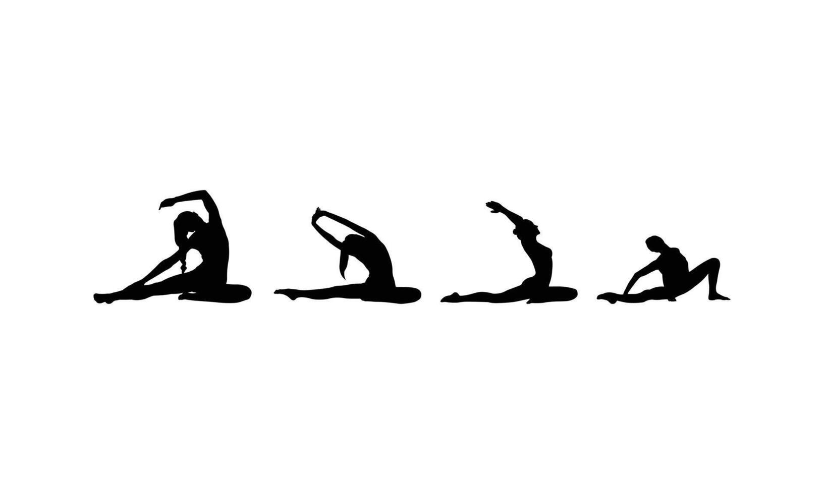 Energetic Women Exercise Silhouettes for Creative Projects vector