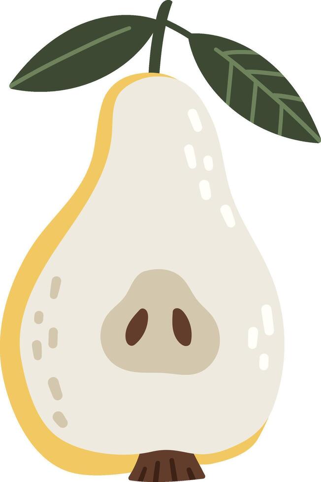 Pear healthy product, healthy life element, cartoon style, vector