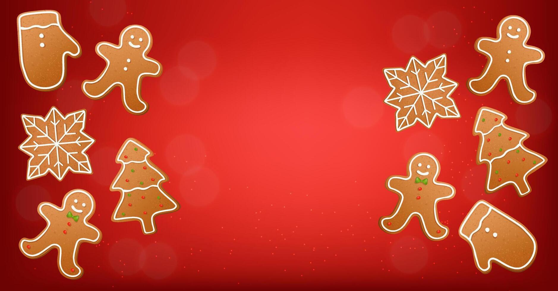 Realistic cookies set isolated, white background, dough elements, cookies, merry christmas, celebration banner vector
