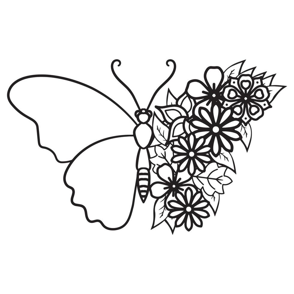 butterfly with floral outline laser cut vector