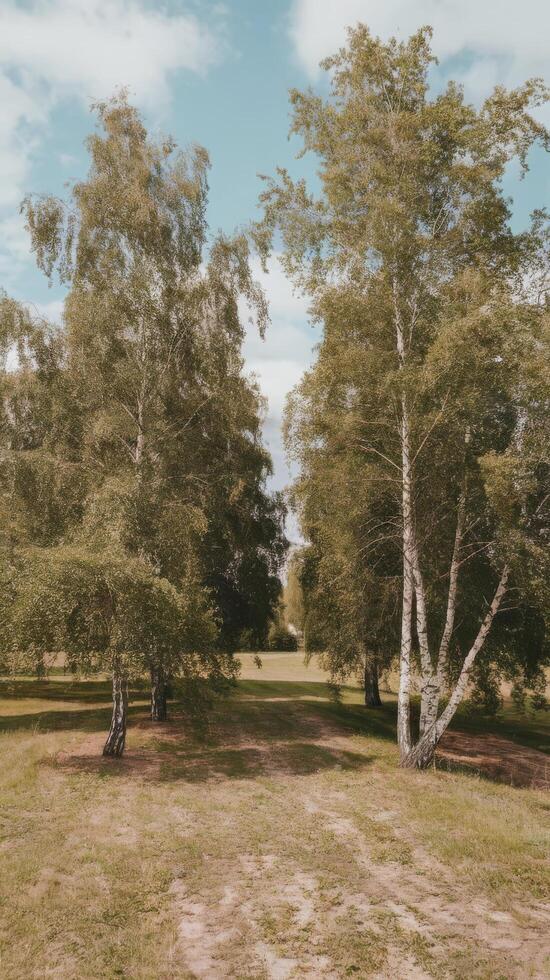 Summer birch woods photo