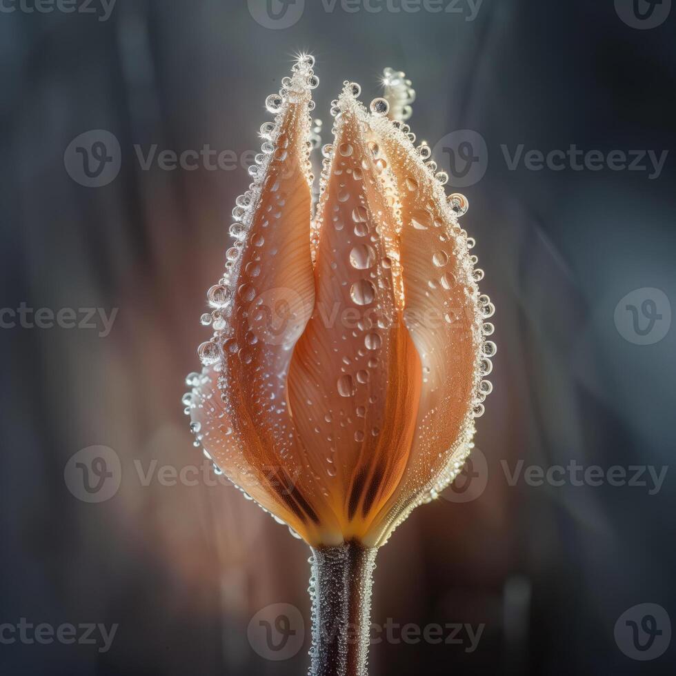 Close-up of a tulip with water droplets photo