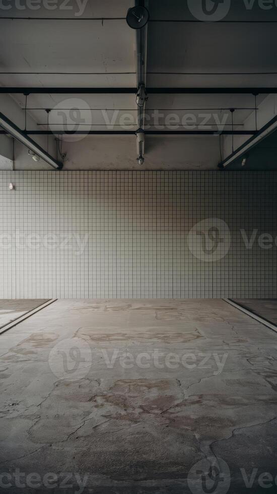 Empty empty room with tiled walls and ceiling photo