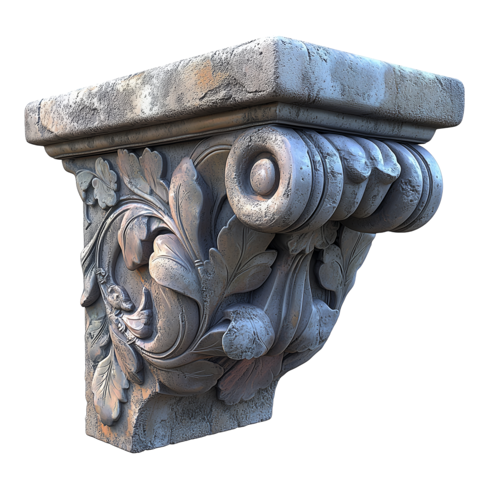 Ornate stone bracket displaying delicate architectural elements and details png