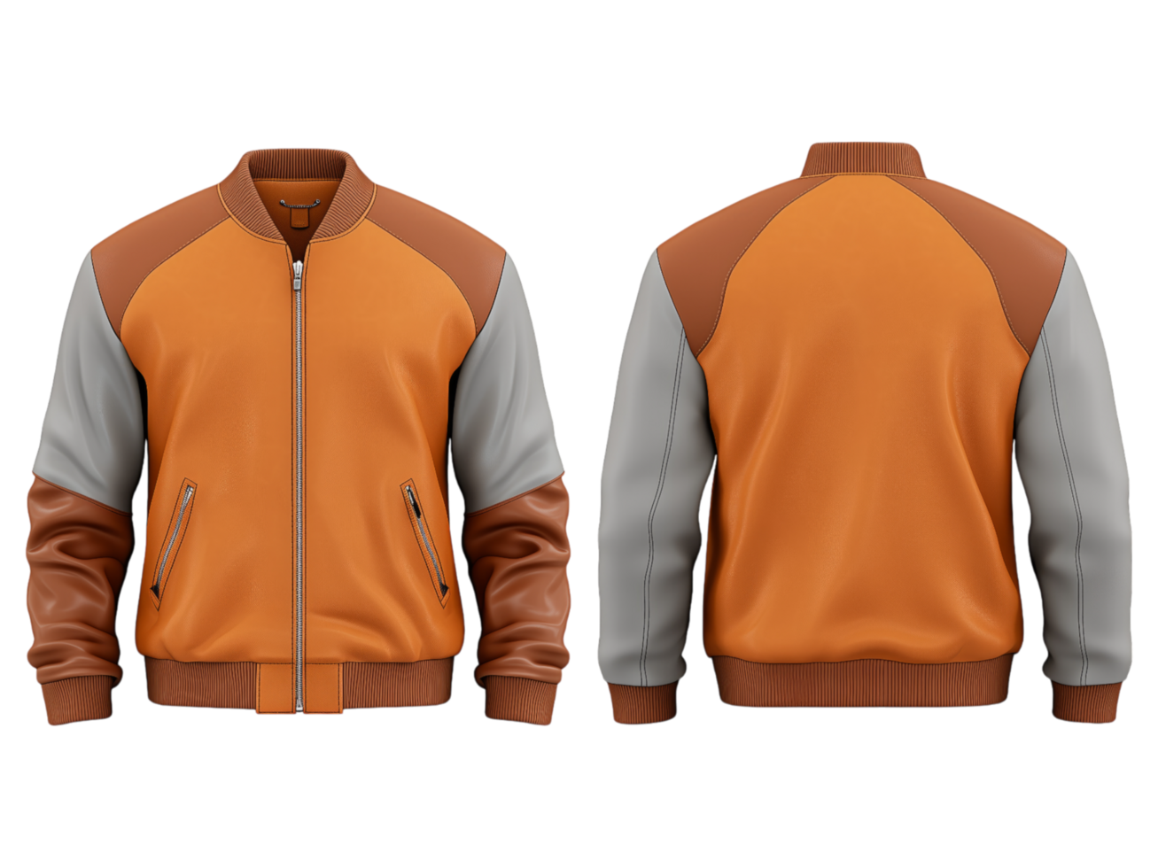 The orange jacket shows the front and back of the bomber png