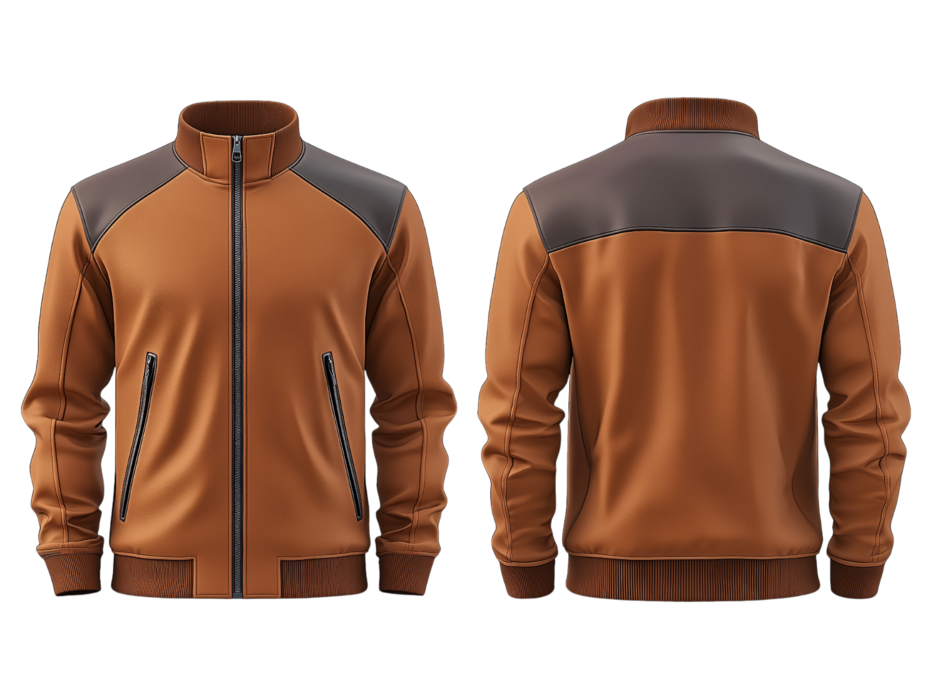 Modern jacket depicted showing the front and back views of it png