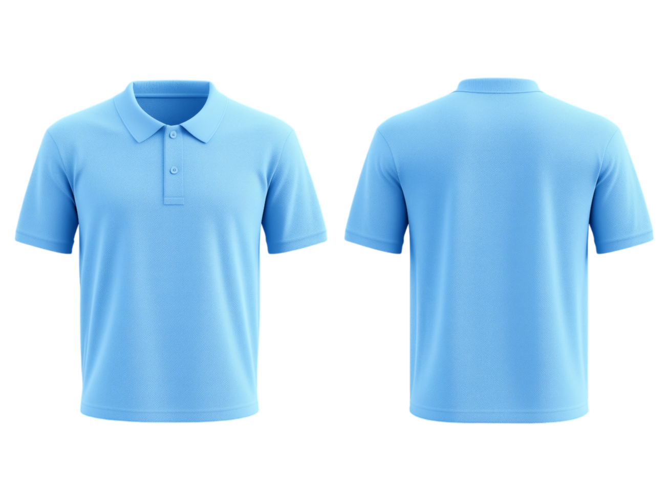 A baby blue colored polo shirt in front and back view png