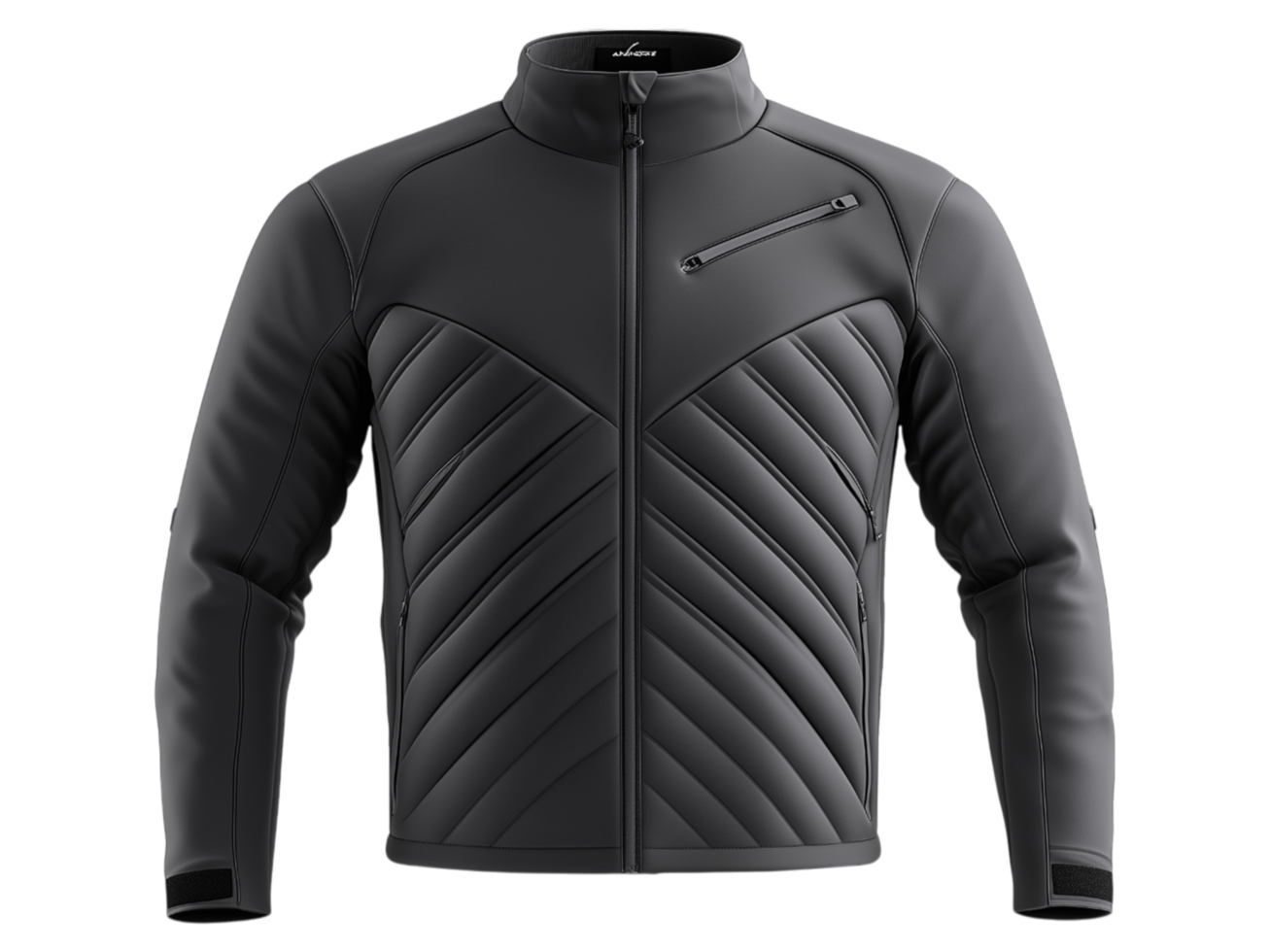 A black leather jacket isolated on a black background png