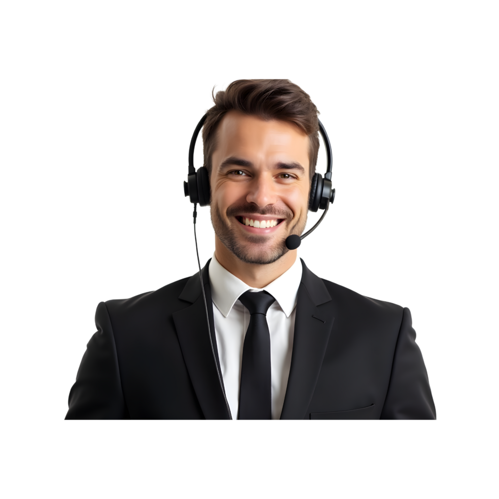 Smiling Customer Support Representative Isolated on Transparent Background png