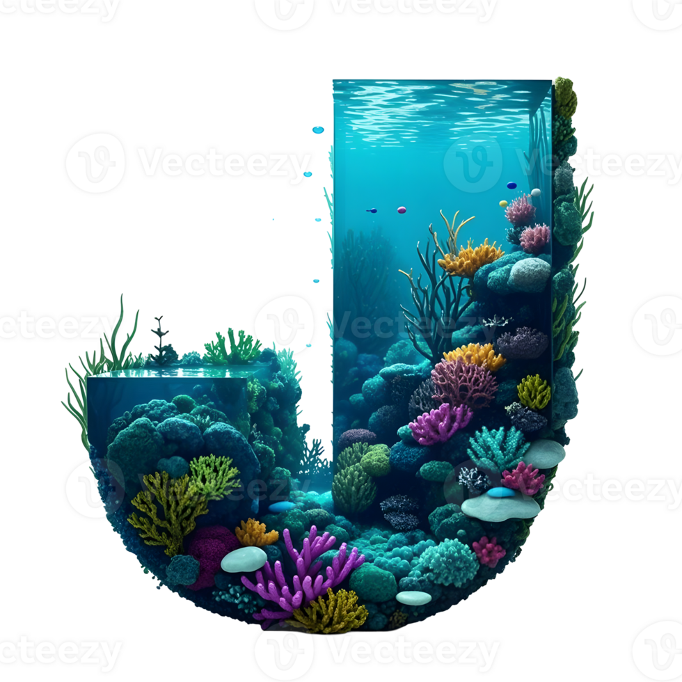 The letter j is made up of coral and other underwater plants png