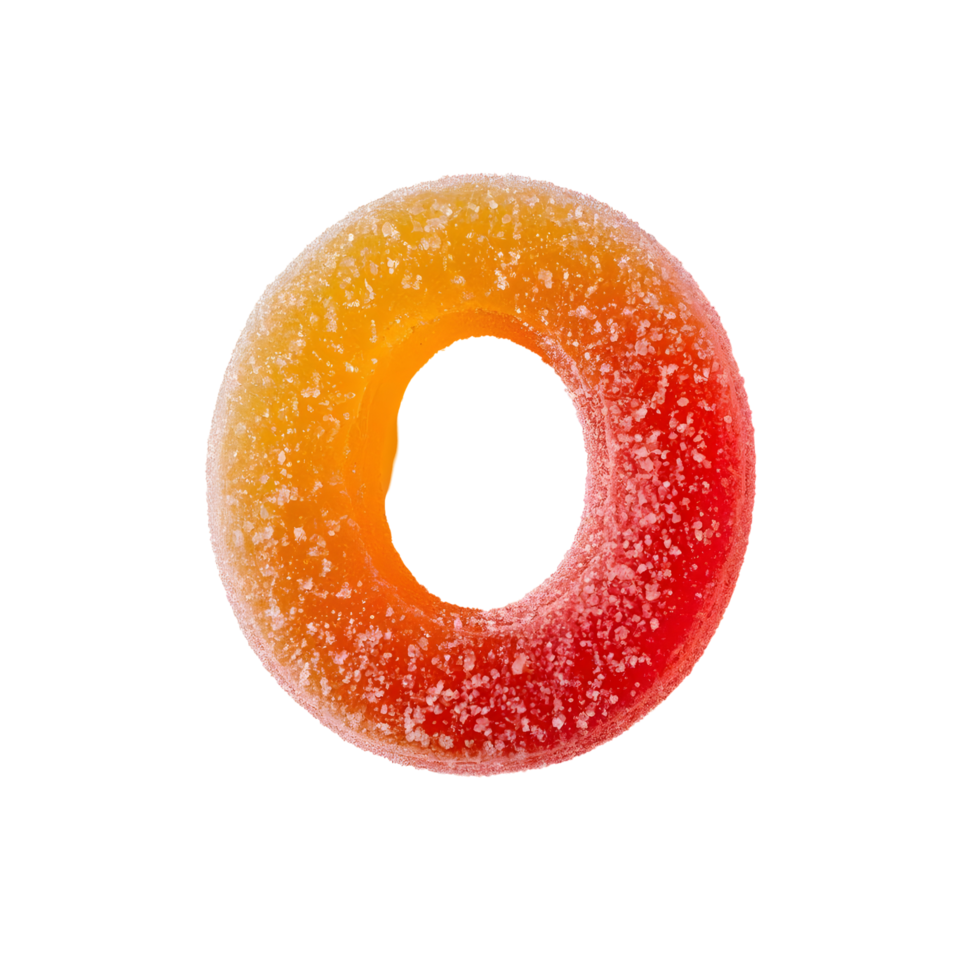 A red and orange jelly ring on a black background png