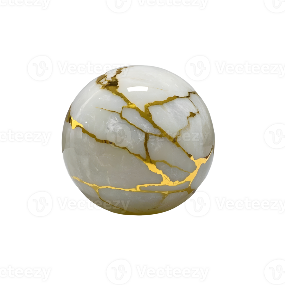 A marble ball with gold paint on it png