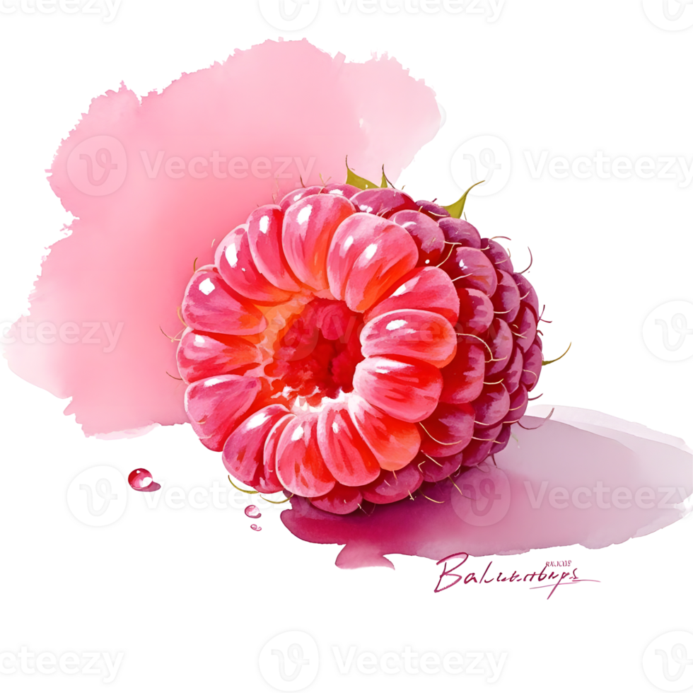 A raspberry is shown with a splash of pink paint png