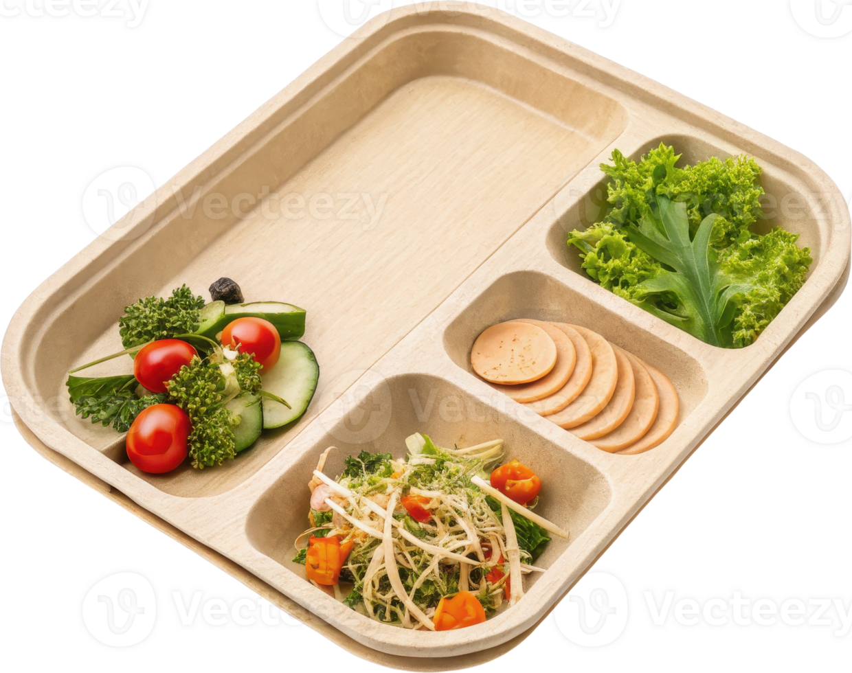 Eco Friendly Meal Tray with Fresh Salad and Vegetables in Sustainable Packaging for Healthy Eating png