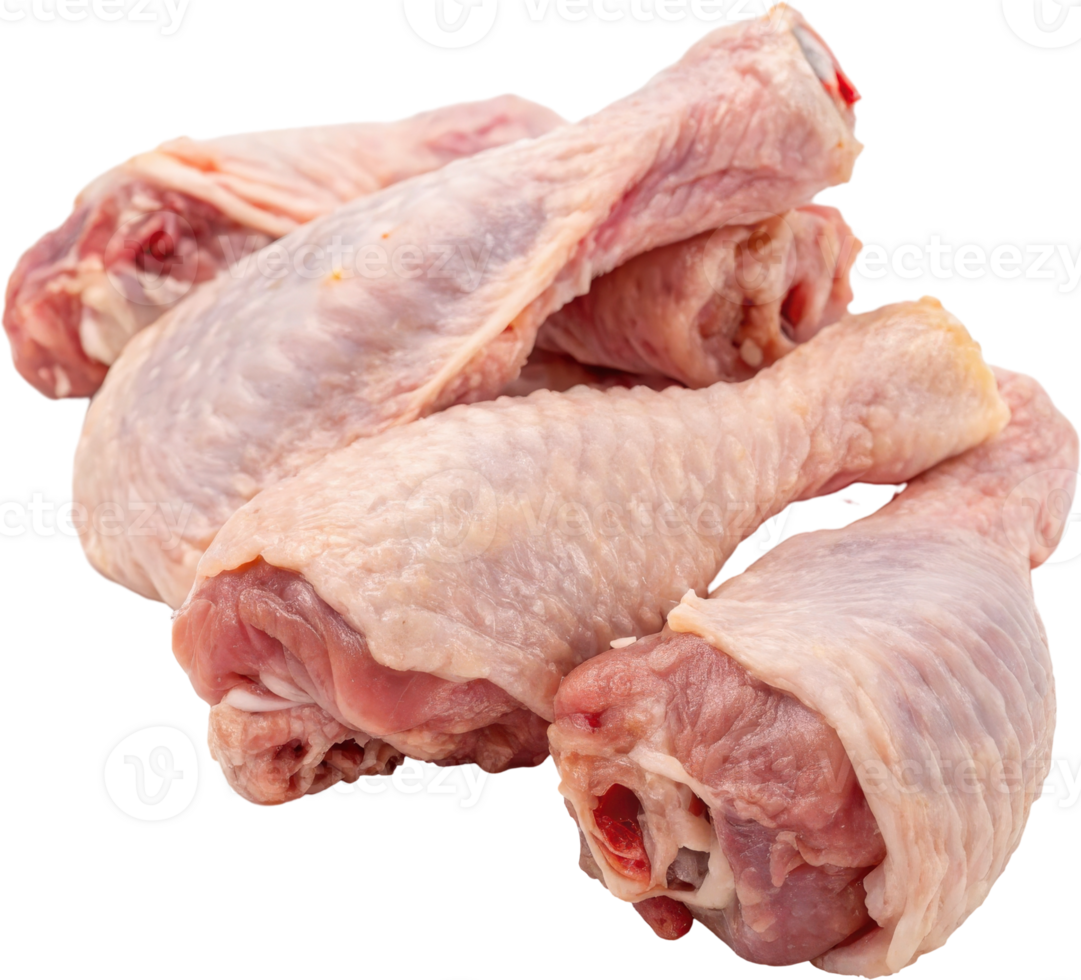 Assortment of raw uncooked chicken pieces including wings and legs png