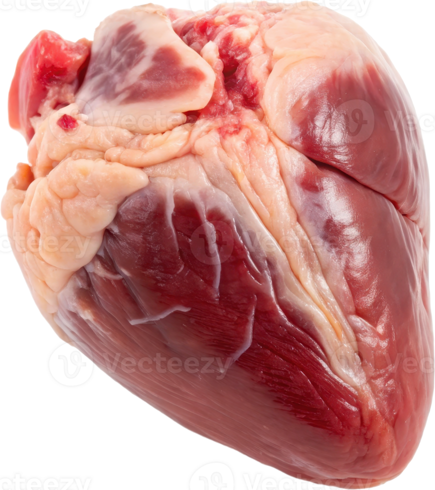 Raw Chicken Heart Anatomy Specimen with Detailed Medical Cardiovascular System png