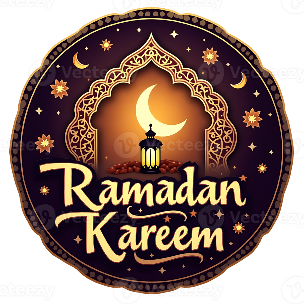 ramadan kareem logo with moon and stars png
