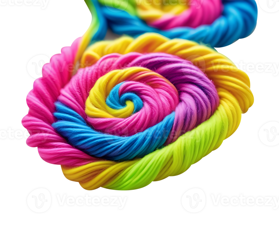 Colorful yarn ball with a spiral shape png
