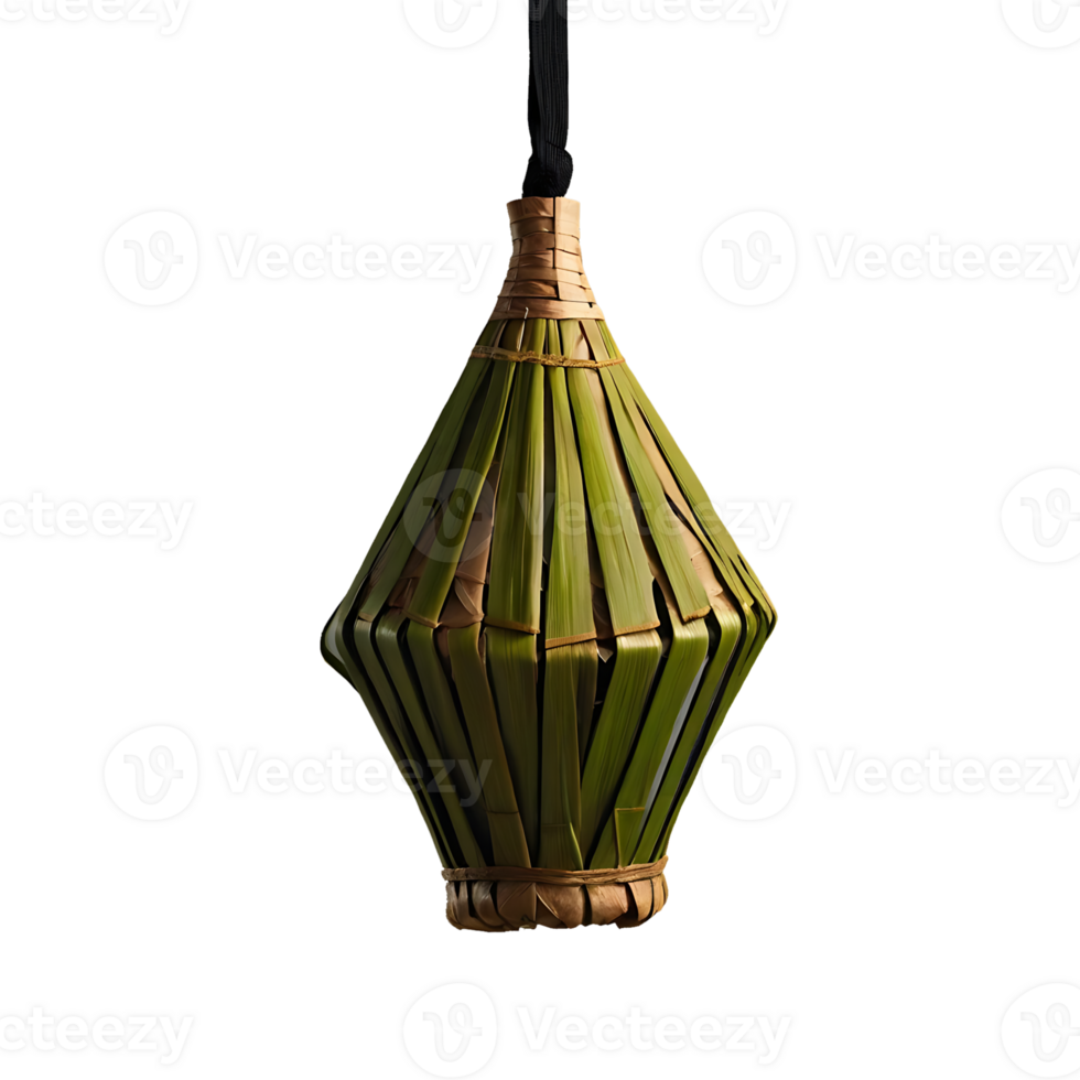 a hanging bamboo lantern on a transparent background png