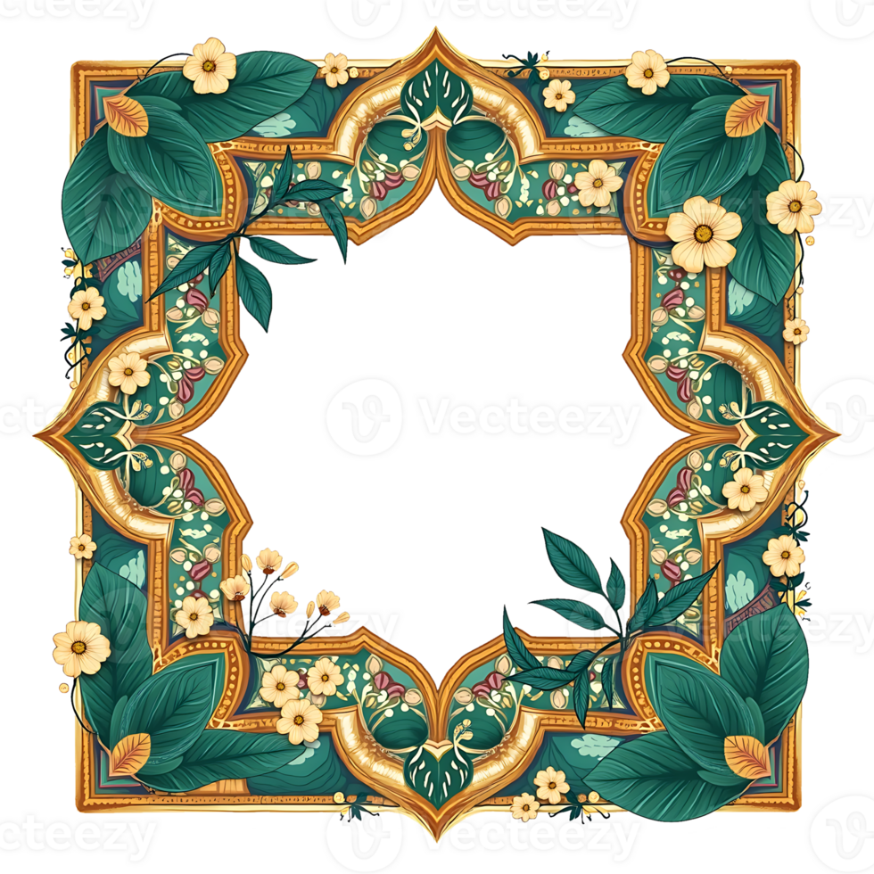 Ornate frame with flowers and leaves png