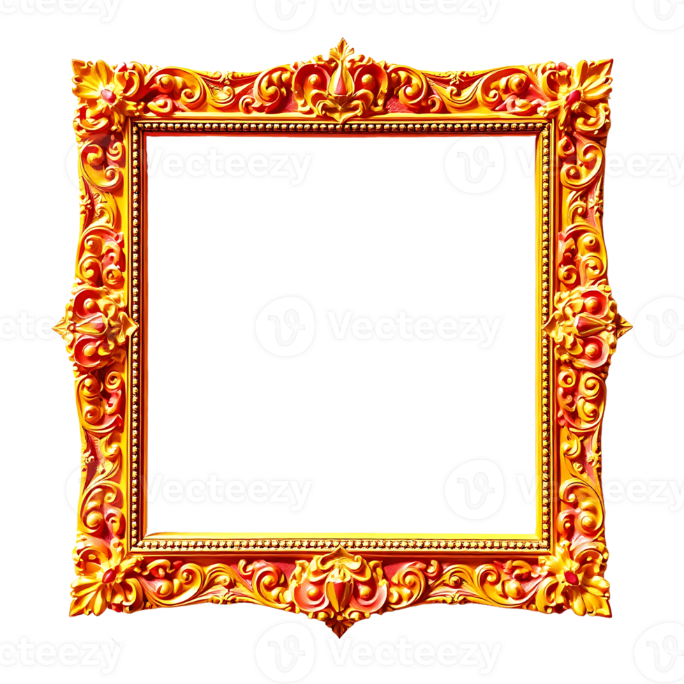 gold frame with ornate transparent background png