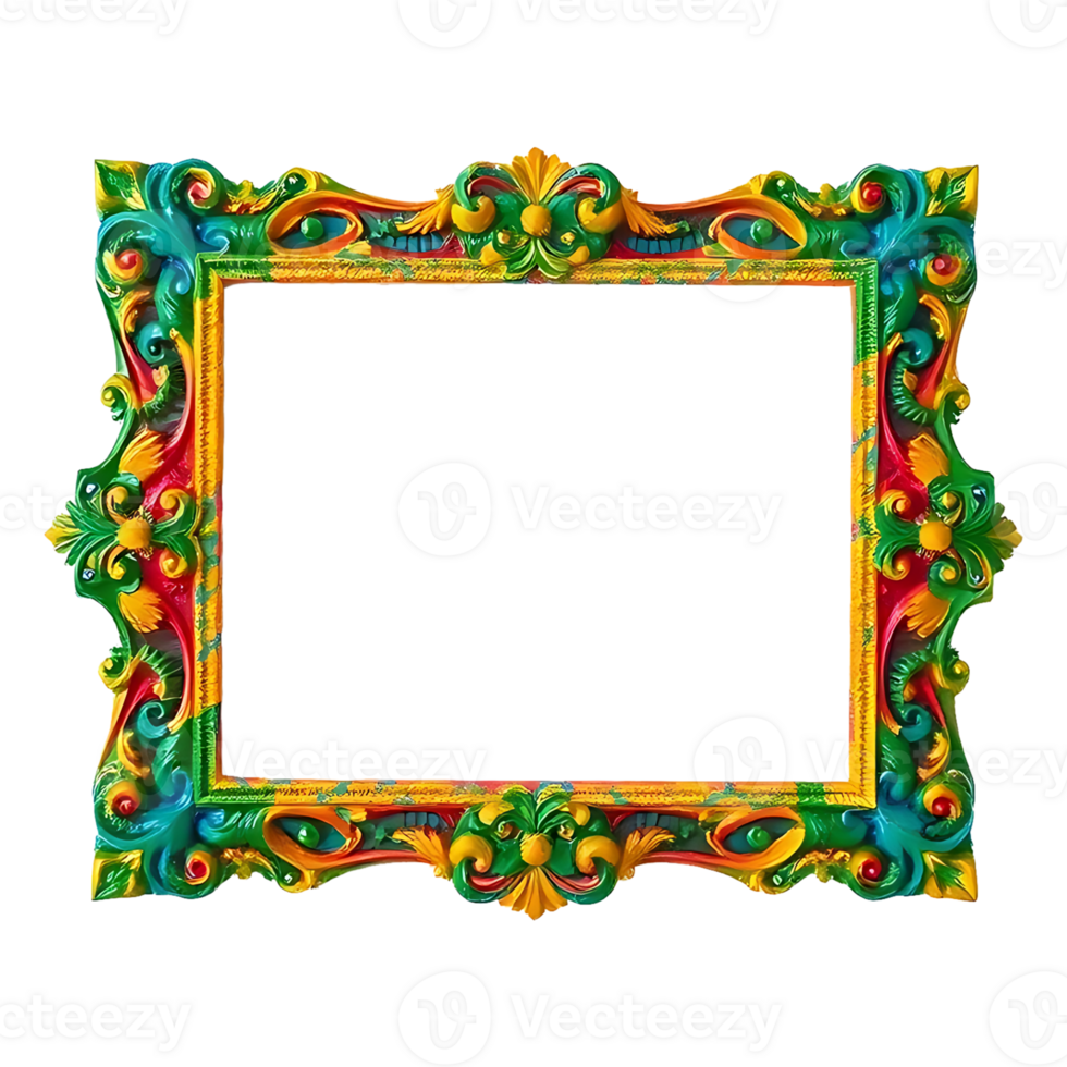 Photo frame ornate design on transparent background png
