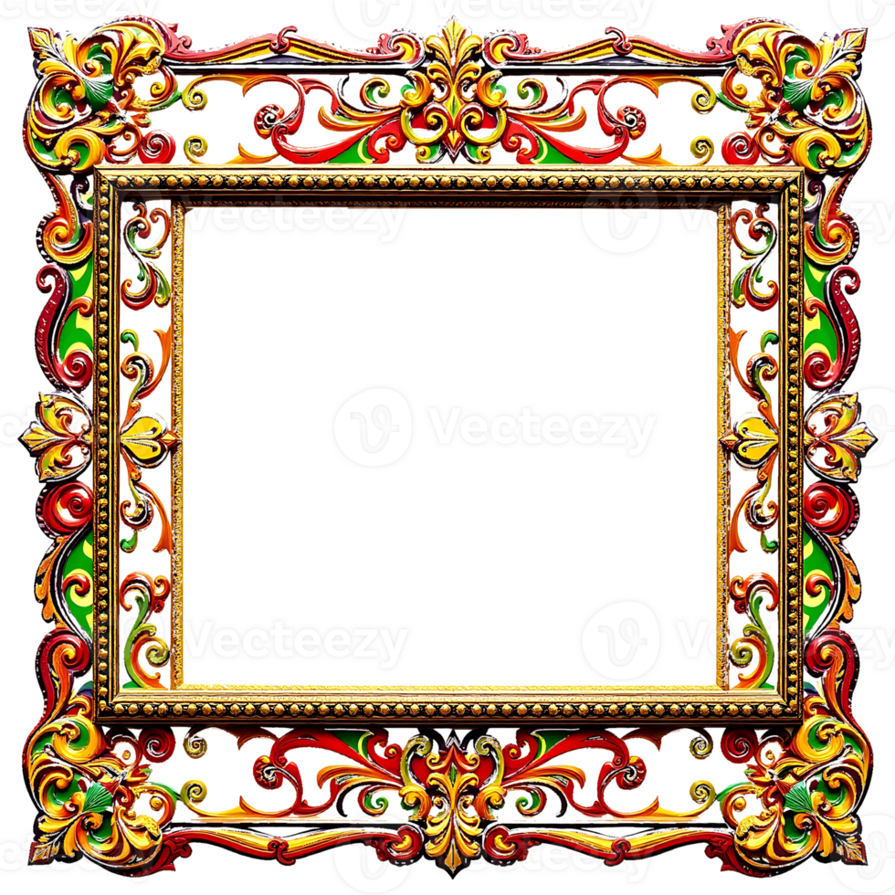 an ornate frame with a red and green border png